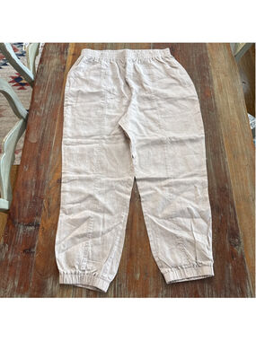 Johnny Was Calme Beige Elastic Waist Pants 100% linen size Large
